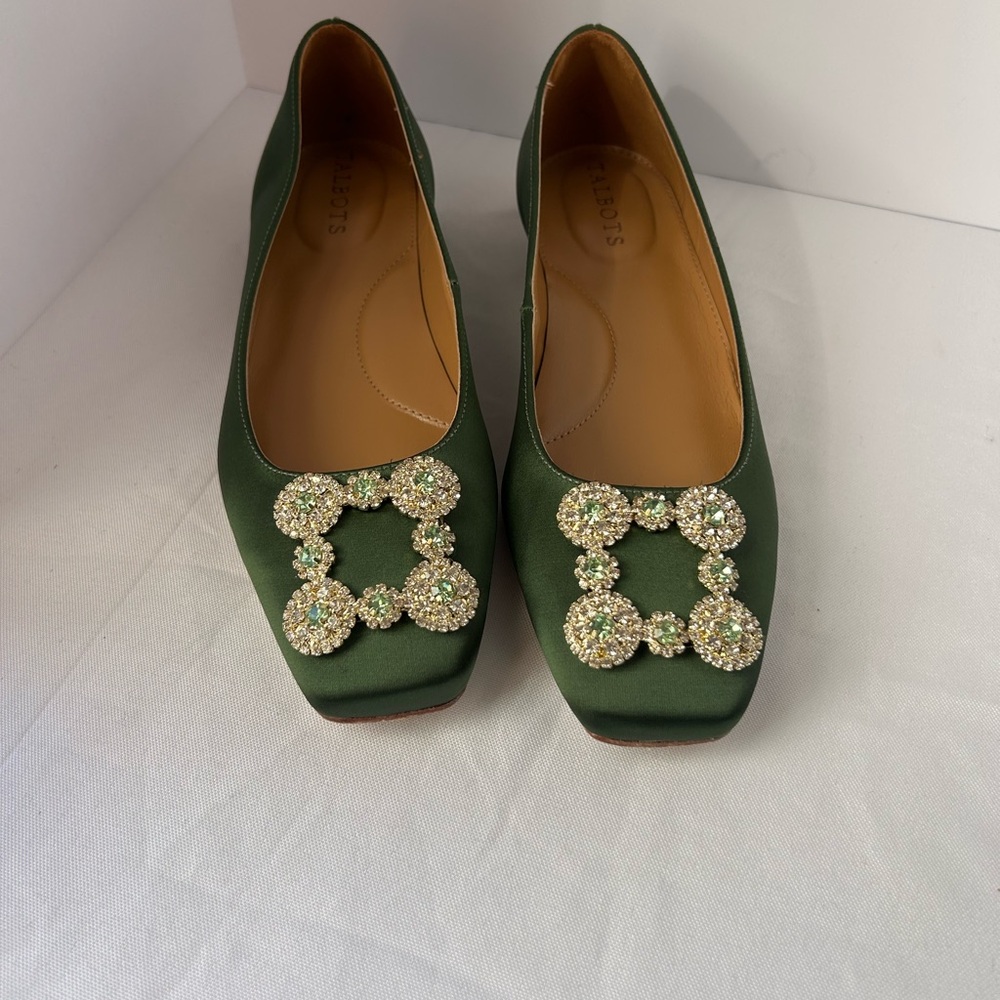 TALBOTS SUTTON SATIN EMBELLISHED FLATS